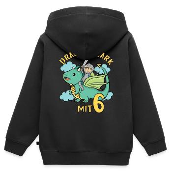 Ritter & Drache Geburtstagsmotiv 6 Jahre Jungen - Kinder Premium Organic Zip Hoodie - Schwarz - Hinten - AI Model Kid Male (0cm)