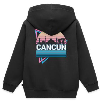 Cancun City Skyline Cityscape Rétro - Sweat Premium à capuche zippé enfant bio - noir - Dos - AI Model Kid Male (0cm)