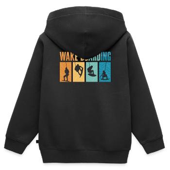 Wakeboard Wakeboarder Wakeboarding Cadeau - Sweat Premium à capuche zippé enfant bio - noir - Dos - AI Model Kid Male (0cm)