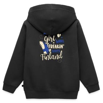 Finlande - Sweat Premium à capuche zippé enfant bio - noir - Dos - AI Model Kid Male (0cm)