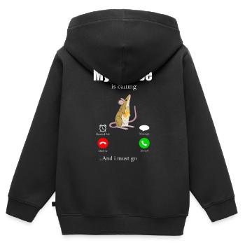 Souris Souris Cadeau Rat Rongeur Souris Souris Lousemaus - Sweat Premium à capuche zippé enfant bio - noir - Dos - AI Model Kid Male (0cm)