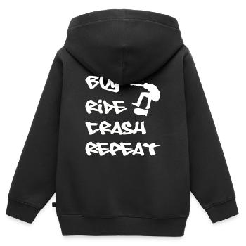 Skater Skateboard Cadeau Halfpipe Sk8 Ollie - Sweat Premium à capuche zippé enfant bio - noir - Dos - AI Model Kid Male (0cm)
