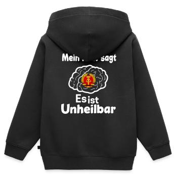 Ossi Geschenk Ostdeutschland NVA Germania Osten - Kinder Premium Organic Zip Hoodie - Schwarz - Hinten - AI Model Kid Male (0cm)