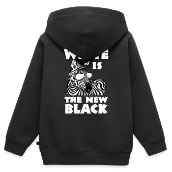 Zebra Gift Noir et Blanc Safari Savannah Steppe - Sweat Premium à capuche zippé enfant bio - noir - Dos - AI Model Kid Male (0cm)