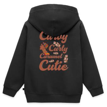 Curvy Curly Caramel Sweet Feminist - Kids Premium Organic Zip-up Hoodie - black - Back - AI Model Kid Male (0cm)