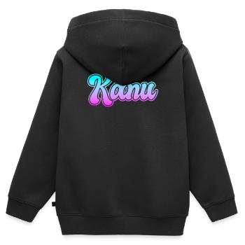 Kanu - Kinder Premium Organic Zip Hoodie - Schwarz - Hinten - AI Model Kid Male (0cm)