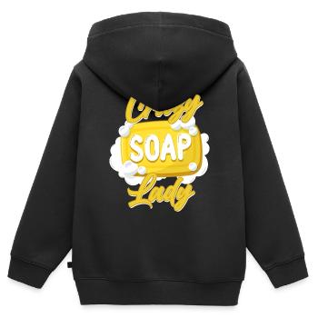 Fabrication de savon Fabrication de savon Savon fou - Sweat Premium à capuche zippé enfant bio - noir - Dos - AI Model Kid Male (0cm)