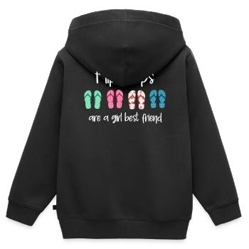 Flip Flops Are A Best Friend For Girls - Kids Premium Organic Zip-up Hoodie - black - Back - AI Model Kid Male (0cm)