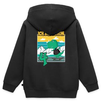 Dino Geburtstagsmotiv 4 Jahre Jungen Geschenkidee - Kinder Premium Organic Zip Hoodie - Schwarz - Hinten - AI Model Kid Male (0cm)