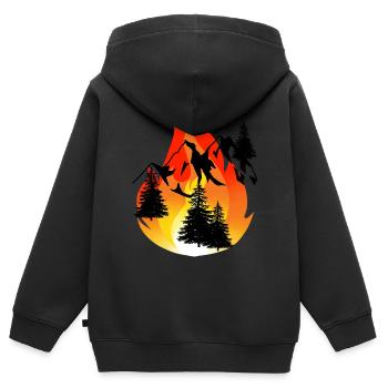 Inferno Feuer Natur Brand Naturschutz Wald Gebirge - Kinder Premium Organic Zip Hoodie - Schwarz - Hinten - AI Model Kid Male (0cm)