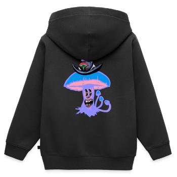 Champignon fantastique Habitant de la forêt Conte de fées Champignons Nature de la forêt - Sweat Premium à capuche zippé enfant bio - noir - Dos - AI Model Kid Male (0cm)