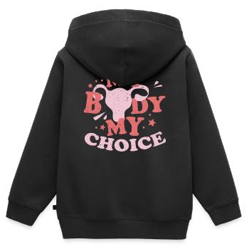 L’avortement, mon corps mon choix - Sweat Premium à capuche zippé enfant bio - noir - Dos - AI Model Kid Male (0cm)