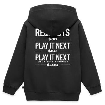 DJ, Clubbing, Demande de chanson - Sweat Premium à capuche zippé enfant bio - noir - Dos - AI Model Kid Male (0cm)