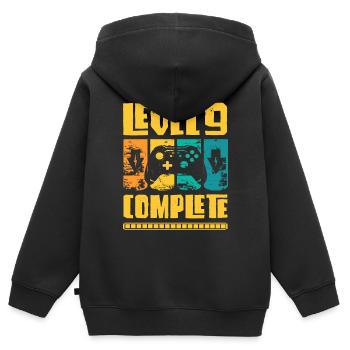 Niveau 9 Complet Anniversaire Gamer Né en 2013 - Sweat Premium à capuche zippé enfant bio - noir - Dos - AI Model Kid Male (0cm)