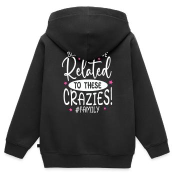Lié à ces réunions de famille Crazies - Sweat Premium à capuche zippé enfant bio - noir - Dos - AI Model Kid Male (0cm)