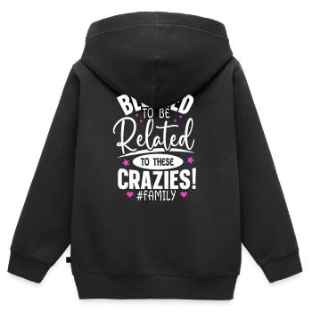 Lié à ces réunions de famille Crazies - Sweat Premium à capuche zippé enfant bio - noir - Dos - AI Model Kid Male (0cm)