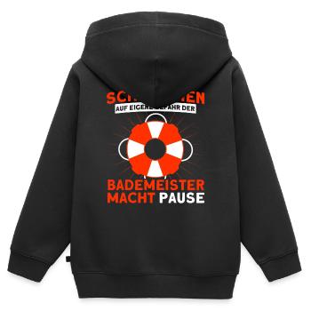 Bademeister Schwimmbad Lifeguard Rettungsschwimmer - Kinder Premium Organic Zip Hoodie - Schwarz - Hinten - AI Model Kid Male (0cm)