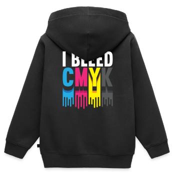 I Bleed CMYK Illustrator Graphic Designer - Kinder Premium Organic Zip Hoodie - Schwarz - Hinten - AI Model Kid Male (0cm)