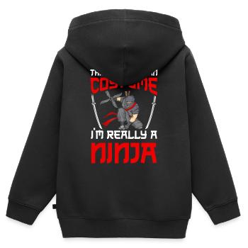 Ninja Cadeau Karaté Ninjutsu Judo Samouraï Japon - Sweat Premium à capuche zippé enfant bio - noir - Dos - AI Model Kid Male (0cm)