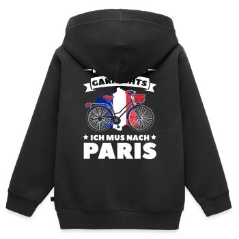 Frankreich - Kinder Premium Organic Zip Hoodie - Schwarz - Hinten - AI Model Kid Male (0cm)