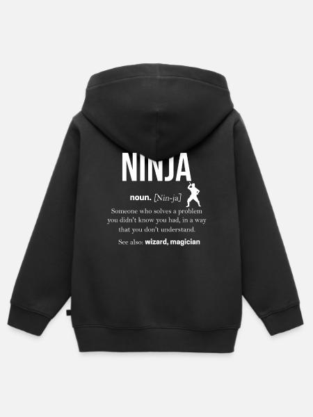 Ninja - Kids Premium Organic Zip-up Hoodie - black
