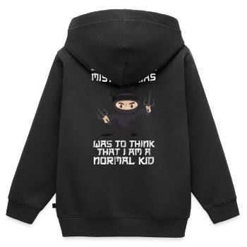 Ninja Ninjutsu Judo Katana Enfants Shuriken Guerrier - Sweat Premium à capuche zippé enfant bio - noir - Dos - AI Model Kid Male (0cm)