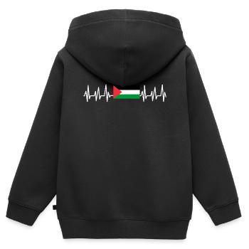 Palestine Cadeau Gratuit Palestine Bande de Gaza - Sweat Premium à capuche zippé enfant bio - noir - Dos - AI Model Kid Male (0cm)