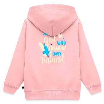 Finnland - Kinder Premium Organic Zip Hoodie - Rosa - Hinten - AI Model Kid Female (0cm)