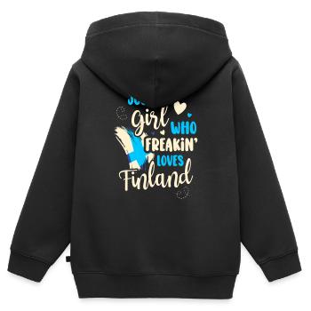 Finlande - Sweat Premium à capuche zippé enfant bio - noir - Dos - AI Model Kid Male (0cm)