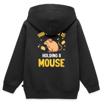 Souris Souris Cadeau Rat Rongeur Souris Souris Lousemaus - Sweat Premium à capuche zippé enfant bio - noir - Dos - AI Model Kid Male (0cm)