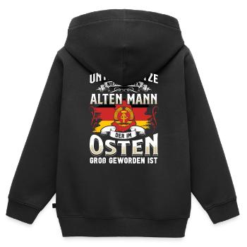 Ossi Geschenk Ostdeutschland NVA Germania Osten - Kinder Premium Organic Zip Hoodie - Schwarz - Hinten - AI Model Kid Male (0cm)