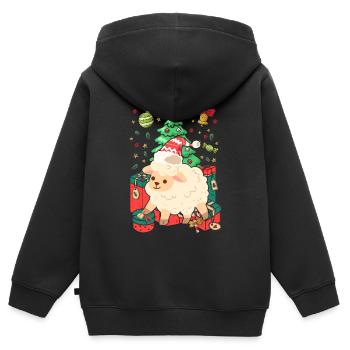 Ugly Christmas Schaf Muster Strick Xmas Christkind - Kinder Premium Organic Zip Hoodie - Schwarz - Hinten - AI Model Kid Male (0cm)