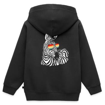 Zebra Gift Noir et Blanc Safari Savannah Steppe - Sweat Premium à capuche zippé enfant bio - noir - Dos - AI Model Kid Male (0cm)