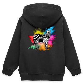 Zebra - Kinder Premium Organic Zip Hoodie - Schwarz - Hinten - AI Model Kid Male (0cm)
