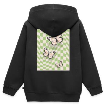 Dänische Pastell-Ästhetik Schmetterlinge - Kinder Premium Organic Zip Hoodie - Schwarz - Hinten - AI Model Kid Male (0cm)