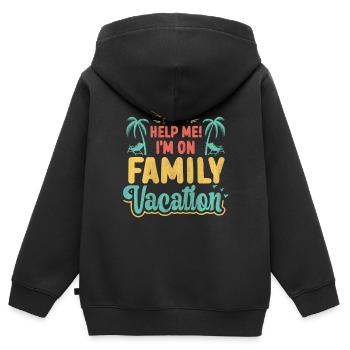 Help Me! I'm On Family Vacation - Kinder Premium Organic Zip Hoodie - Schwarz - Hinten - AI Model Kid Male (0cm)