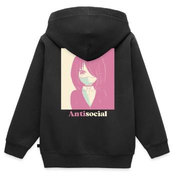 Dänische Pastell-Ästhetik Antisoziale Anime Mädche - Kinder Premium Organic Zip Hoodie - Schwarz - Hinten - AI Model Kid Male (0cm)