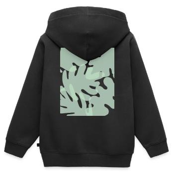Dänische Pastell-Ästhetik-Blätter - Kinder Premium Organic Zip Hoodie - Schwarz - Hinten - AI Model Kid Male (0cm)
