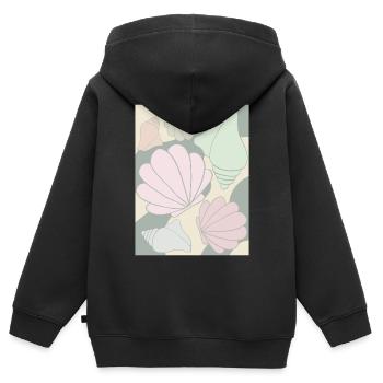 Dänische Pastell-Ästhetik Muschel - Kinder Premium Organic Zip Hoodie - Schwarz - Hinten - AI Model Kid Male (0cm)