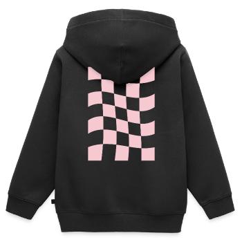 Dänische Pastell-Ästhetik Rosa kariert - Kinder Premium Organic Zip Hoodie - Schwarz - Hinten - AI Model Kid Male (0cm)