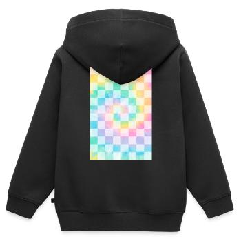 Dänische Pastell-Ästhetik Tie Dye - Kinder Premium Organic Zip Hoodie - Schwarz - Hinten - AI Model Kid Male (0cm)