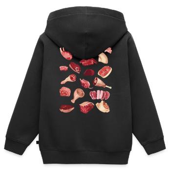 Meatcore Ästhetische Fleischsammlung - Kinder Premium Organic Zip Hoodie - Schwarz - Hinten - AI Model Kid Male (0cm)
