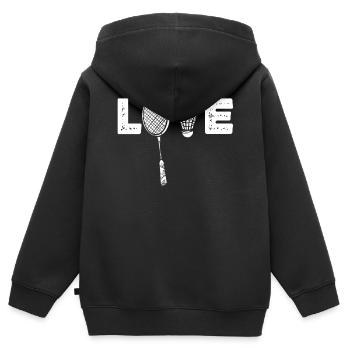 Badminton, Badminton -Spieler - Kinder Premium Organic Zip Hoodie - Schwarz - Hinten - AI Model Kid Male (0cm)