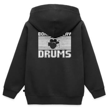 Jouer de la batterie - Sweat Premium à capuche zippé enfant bio - noir - Dos - AI Model Kid Male (0cm)