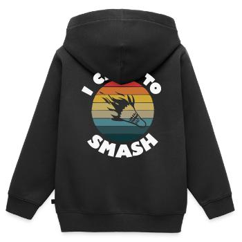 Badminton, Badminton -Spieler - Kinder Premium Organic Zip Hoodie - Schwarz - Hinten - AI Model Kid Male (0cm)