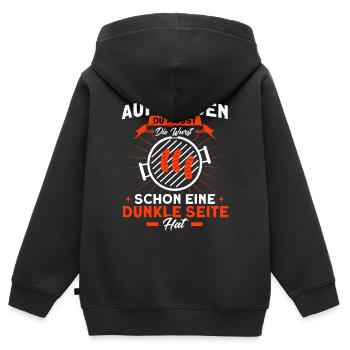 Aufpassen Du Musst BBQ Grillmeister Spruch - Kinder Premium Organic Zip Hoodie - Schwarz - Hinten - AI Model Kid Male (0cm)