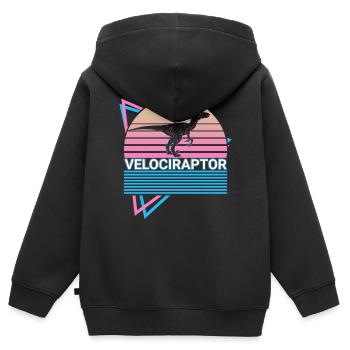 Velociraptor Dinosaurier Retro - Kinder Premium Organic Zip Hoodie - Schwarz - Hinten - AI Model Kid Male (0cm)