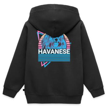 Rétro havanais - Sweat Premium à capuche zippé enfant bio - noir - Dos - AI Model Kid Male (0cm)