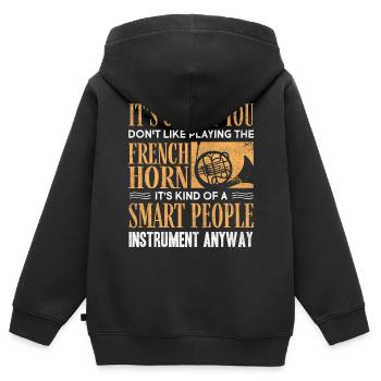 French horn player - Kids Premium Organic Zip-up Hoodie - black - Back - AI Model Kid Male (0cm)