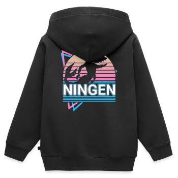 Ningen Kryptide Kryptozoologie Retro - Kinder Premium Organic Zip Hoodie - Schwarz - Hinten - AI Model Kid Male (0cm)